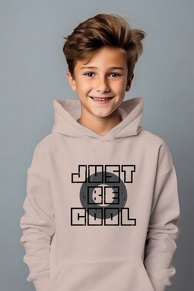 ADA BEBEK ÇOCUK Boy's Black Just Be Cool Φούτερ με στάμπα μεγάλου μεγέθους