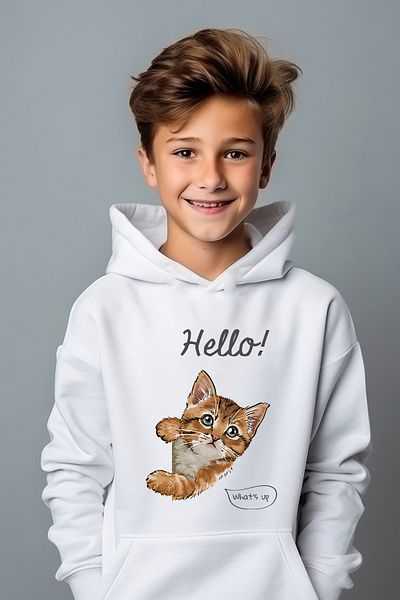 ADA BEBEK ÇOCUK Φούτερ Boy's Hello Tommy Printed Oversize