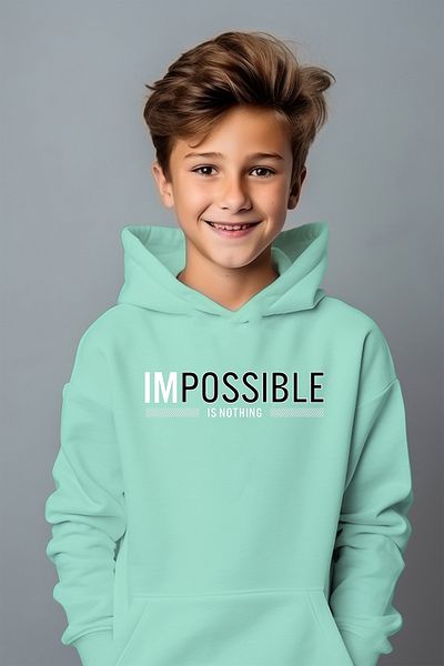 ADA BEBEK ÇOCUK Φούτερ Boy's White Impossible Oversize με στάμπα