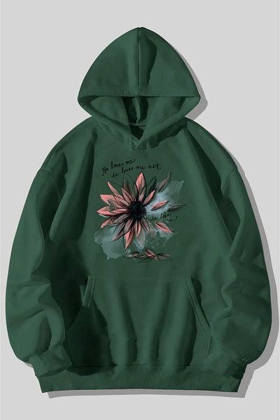 ciwi&life Unisex 2ip Raster HE LOVE Printed Green Oversize φούτερ