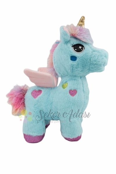 Şeker Adası Kanatlı Kalpli Unicorn At 35 Cm Oyuncak Mint Peluş Pony At Uyku Ve Oyun Arkadaşı Mama