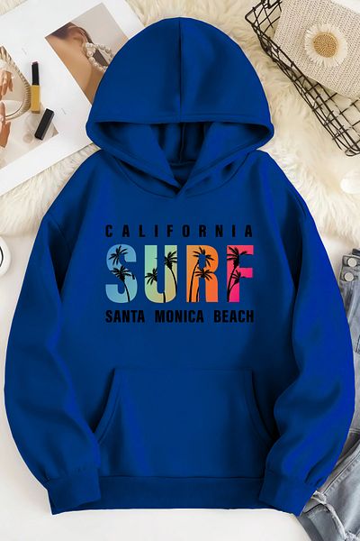 qavnas Унисекс суитшърт от 2 части с релефен принт CALIFORNIA SURF и саксофон