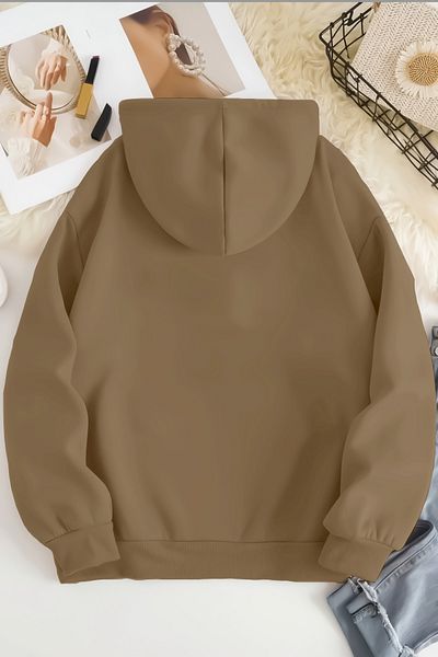 qavnas Φούτερ Unisex 2ip Raster CASH με στάμπα μπεζ oversize