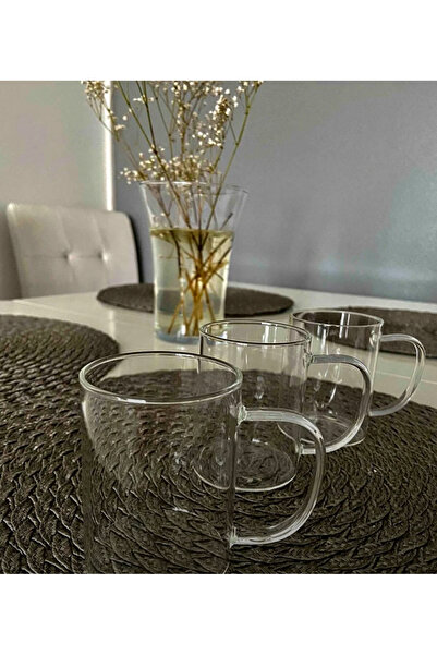 M Mimoza Park 3 Pieces Borosilicate Heat Resistant Thermisil Glass Mug Cup Fma08432