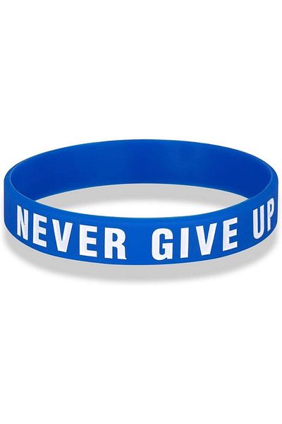 PurpleJam Blue Never Give Up Bodybuilding Fitness Bracelet