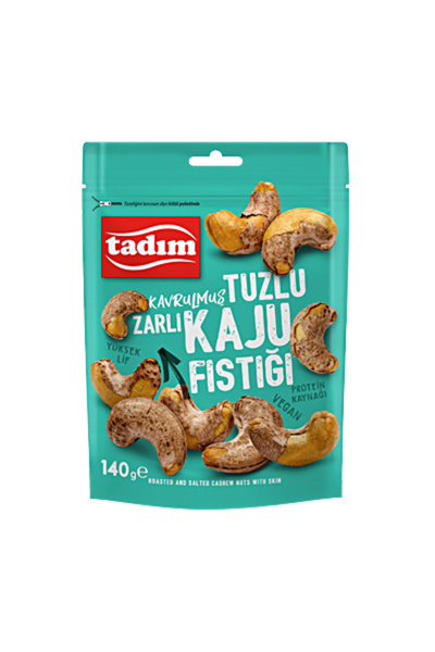 Tadım Yeni Tuzlu Kavrulmuş Zarlı Kaju Fıstığı 140 Gr