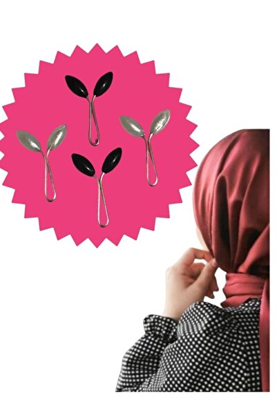 SIFIR312 Черно-бял шал, тюрбан, щипка за шал - Скромна щипка за шал и шал - С...