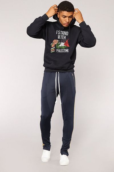 Relax family xf Hanorac negru de iarnă cu imprimeu Palestine Support pentru bărbați, cu glugă