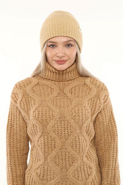 Aghilo Milky Brown Women's Winter Corded Wool Beret