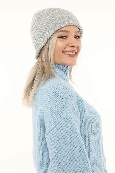 Aghilo Gray Women's Winter Corded Wool Beret