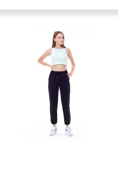 LAND MODA Γυναικείο & Ανδρικό Μαύρο Jogger Φούτερ με ελαστική μέση με 3 κλωστές