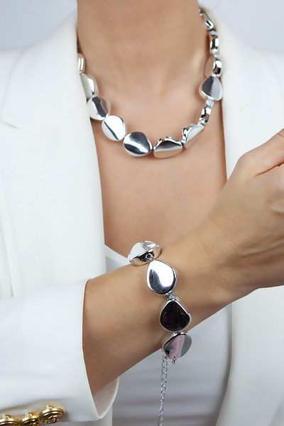 Pridza Metallized Necklace Bracelet Set