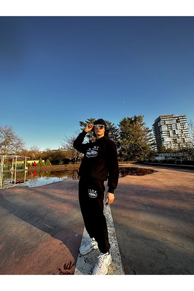 Minus Corteiz Star Printed Unisex Hoodie Black Team Street Wear Style