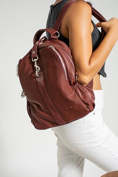 MELAMS Covered Lock Detailed Zippered Inner Lined, Compartmented Satin Fabric Hand Strap Backpack and Shoulder Bag