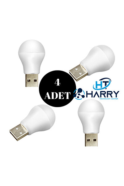 harry 4 Adet 5 Volt 1 Amper Mini Usb Beytaz Işık Led Ampul Gece Lamba Okuma I...