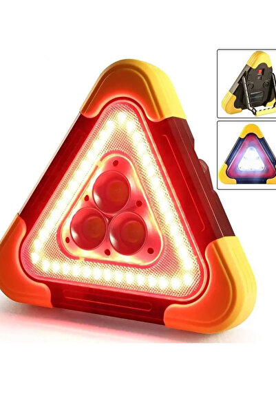 MeyZone Üçgen Reflektör Şarjlı Işık + PowerBank Özellikli Katlanabilir Uyarı ...