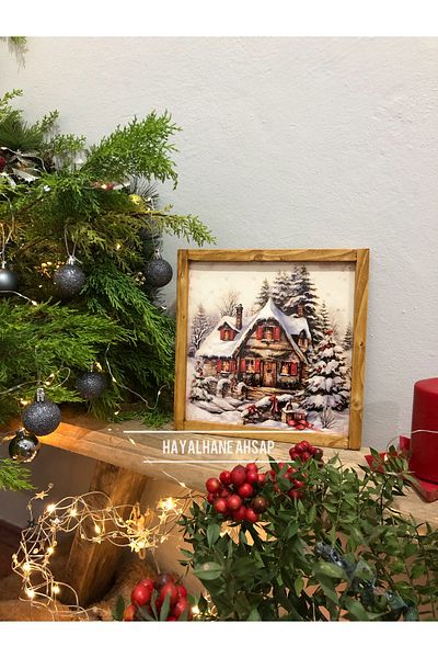 HAYALHANE AHŞAP Коледна снежна къща с боядисване