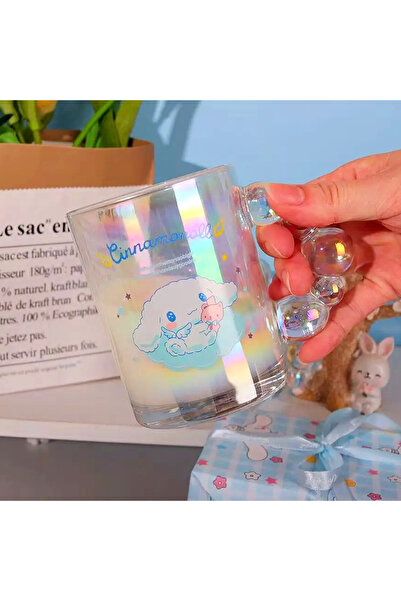Fillikutum Kawaii Cinnamoroll Işıltılı Baloncuk Kulplu Cam Bardak Kawaii Kupa...