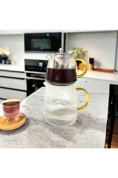 Sezka Life Pinterest Striped Glass Teapot with Gold Handle Pinterest teapot 1700 ml