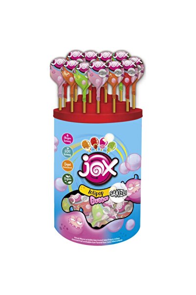 JOX Bubbly - Çilek, Şeftali, Bubble Gum, Elma Aromalı Sakız Dolgulu Lolipop(13G X 110 Adet)