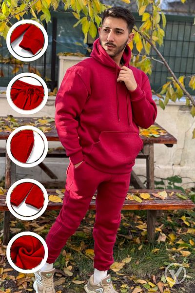 Burgundy sweatsuit 2025 mens