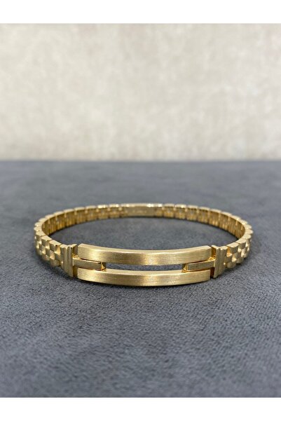 ARSLANTAŞ 1989 8 AYAR ALTIN SAAT KORDONU MODELLİ İKİLİ KABURGA KELEPÇE BİLEZİK