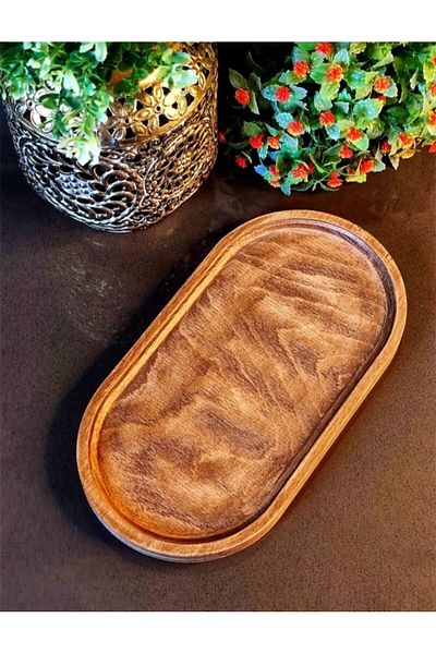 PreArt Natural Wooden Amber, drip-proof Oil Pot & amber Liquid Soap Dispenser Base Stand 21x11cm