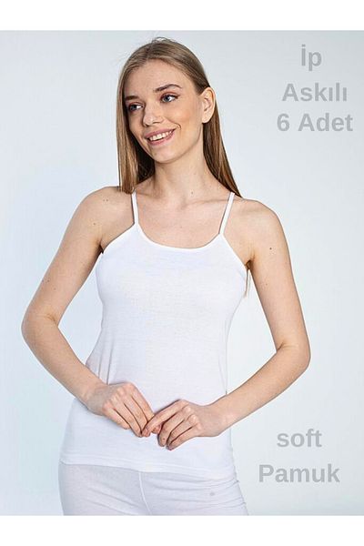 socksbox Γυναικείο λουράκι σχοινιού 6 τεμαχίων από μαλακό βαμβακερό μεταξένιο υφή Λευκό εσώρουχο Srn Series