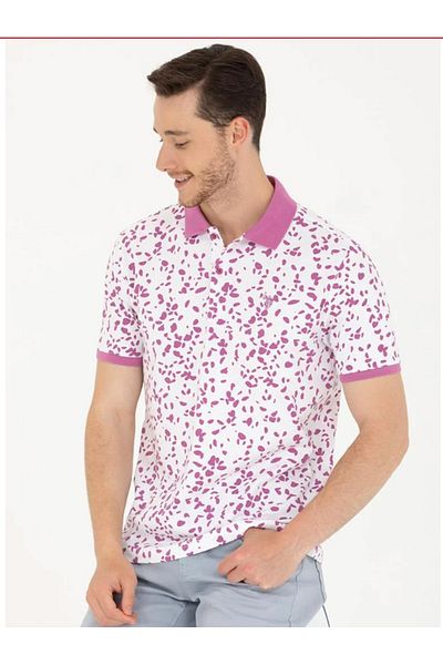 U.S. Polo Assn. Férfi rózsaszín nyakú polo póló-L