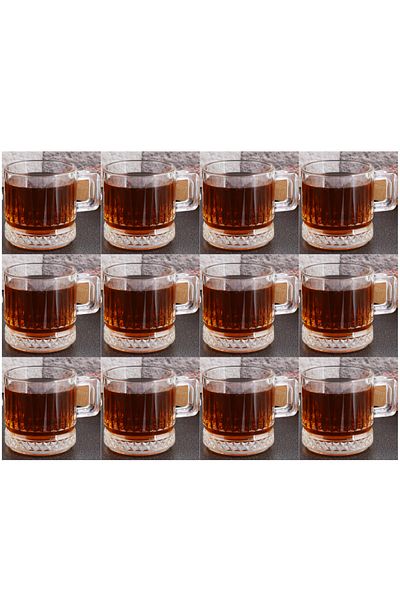Paşabahçe 12 Pieces Elysia 195 Cc Glass Cup with Handle Tea and Coffee Cup Set