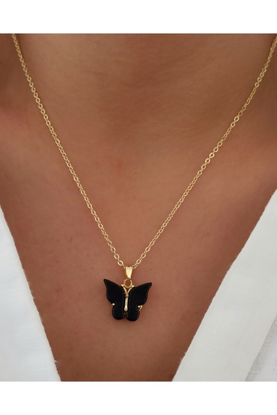 DENİZDENAL Butterfly Necklace Black
