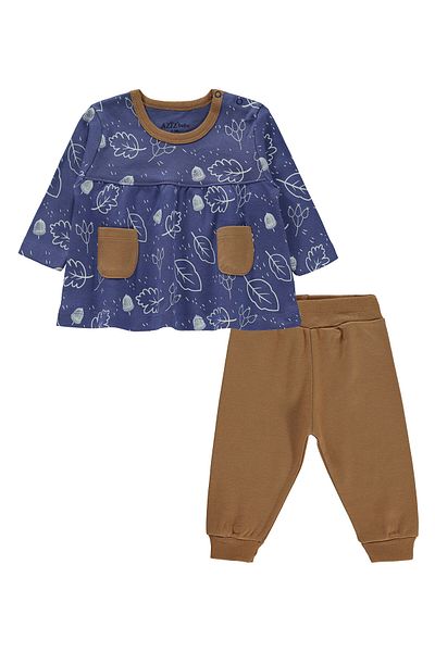 Aziz Bebe Baby Girl Purple Cotton Double Set Without Booties