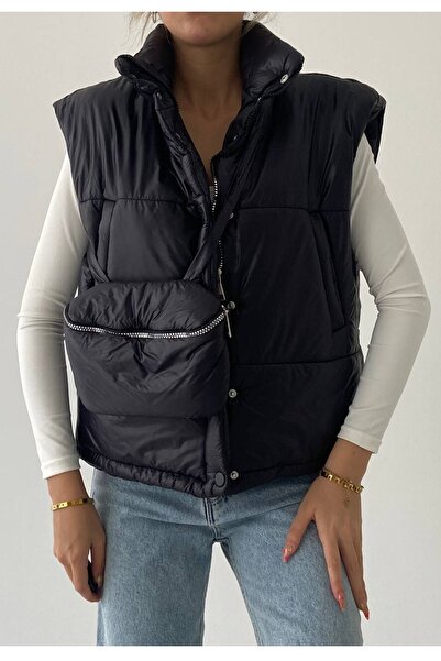 vuvutasarım Чорна спортивна надувна жилетка з кишенями 201