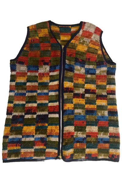 NesliButik El Örgüsü Yelek Unisex Organik Koton İpinden