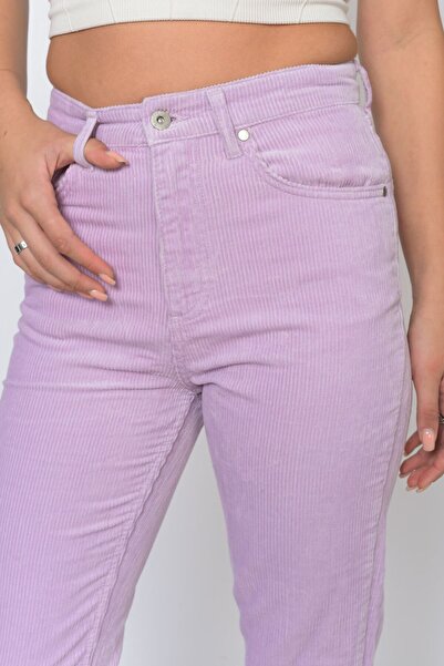 soBasic Κοτλέ παντελόνι μαμάς με τσέπες - Λιλά