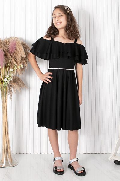SUBU TASARIM Sleeve Detailed Evening Dress Black MDV326