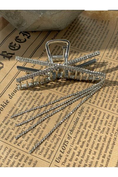 SUBU TASARIM Silver Color Latch Buckle - Rhinestone and Dangle Sbt1736