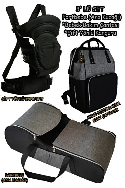 USF Portbebe Ana Kucağı Bebek Taşıma Kanguru Bebek Bakım Çantası 3 Lü Set