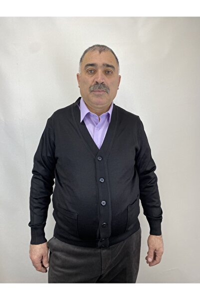 ECALAMODE Erkek Orta Yaş Ve Üzeri Ince Yün Akrilik Triko Örgü Düğmeli Baba Hırka