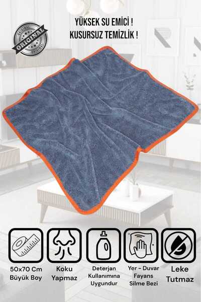 Manosta ( 1 Adet ) 50x70 Turuncu Biyeli Mikrofiber Yer, Duvar ve Fayans Temiz...