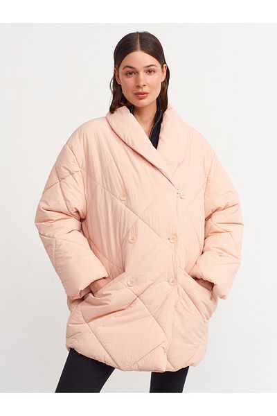 Dilvin 6925 Quilted Coat-powder