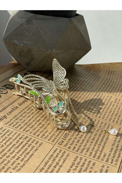 SUBU TASARIM Silver Latch Buckle - Stone Detailed Dangle Sbt1738