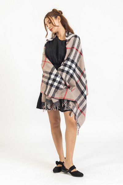 LadyColor Plaid Wool Shoulder Shawl - 70x200 Cm - Durable Acrylic