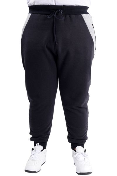 ModeXL Mode XL Plus Size Ανδρικό γαρνιρισμένο παντελόνι φούτερ 3 νήματα 23519 Navy Blue