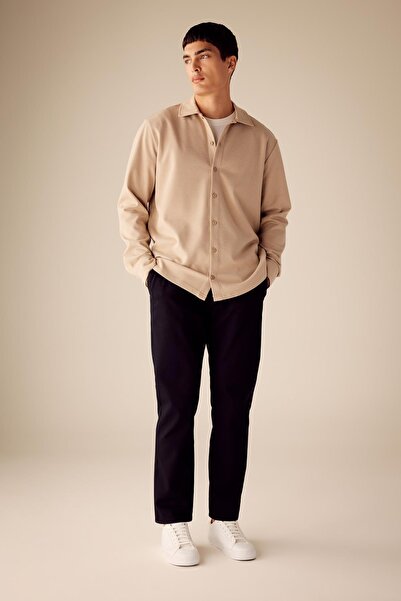 DeFacto Παντελόνι Jogger Fleece με κορδόνι μέσης ελαστικές τσέπες ίσιο πόδι A8036ax23au