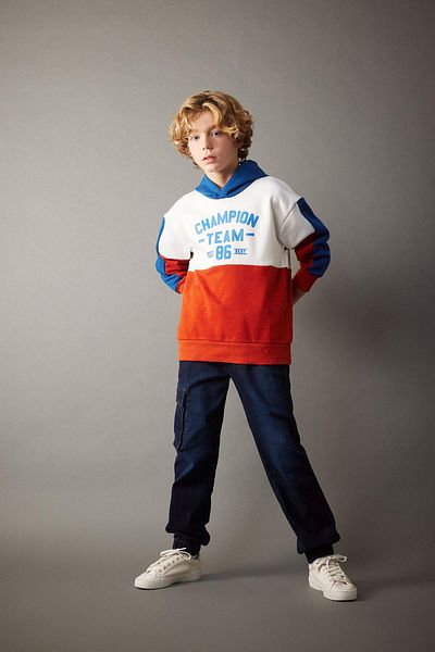 DeFacto Boys' Thick and Hooded Sweatshirt - Printed, Oversize B3991A823Wn