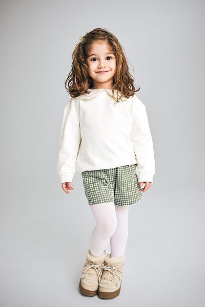 DeFacto Baby Girl Long Sleeve Corduroy T-Shirt Patterned Shorts Pantyhose 3-Piece Set