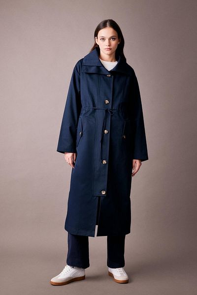 DeFacto Polo Neck Regular Fit Long Trench Coat with Buttons and Pockets A3602Ax23Au