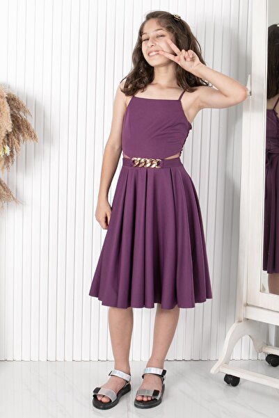 SUBU TASARIM Rochie de seara cu centura cu lant Lila MDV318