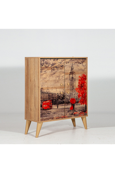 MOBETTO Ricky Londra / 4 Raflı 4 Kapaklı Çok Amaçlı Mutfak Dolabı Banyo Dolabı Çok Amaçlı Dolap